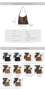 Size guide with dimensions for litchi pattern PU shoulder bag showing bag measurements
