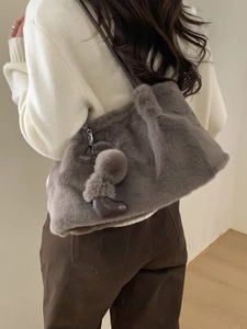 Damen Große Kapazität Plüsch Kunstpelz Tragetasche Minimalistisch Retro Herbst Winter Weiche Handtasche Mode Pendler Schultertasche