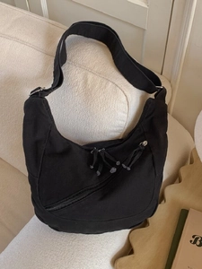 Sac à Bandoulière en Toile pour Femme Grande Capacité Couleur Unie Sacoche Hobo Élégante Sac de Banlieue pour Usage Quotidien