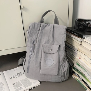Large Capacity Casual Nylon Backpack For Women Men Urban Commuter Travel School Bag With Crinkled Texture Multi Pockets
