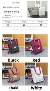 Tableau des tailles pour sac à dos en nylon avec dimensions 30x12x36cm et poids 0,54kg