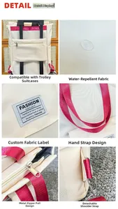 Détails du sac de voyage crème imperméable avec passant pour valise et anses