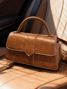Women Vintage PU Leather Small Square Shoulder Bag Fashion V-Shaped Stitching Crossbody Bag With Top Handle Adjustable Strap