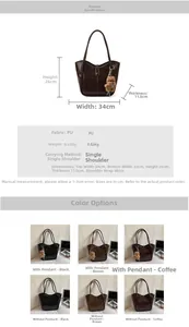 Detailed size specifications and color options for the Maillard style vintage tote bag