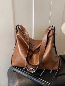 Vintage καφέ δερμάτινη τσάντα tote με μεγάλη χωρητικότητα και ρυθμιζόμενο λουράκι