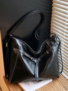 Große Kapazität PU Leder Tragetasche Für Damen Retro Hobo Umhängetasche Mit Kontrastnähten Mode Pendler Rucksack