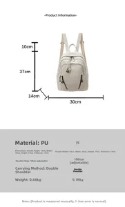 Detailed size guide and specifications for the minimalist PU leather crossbody backpack