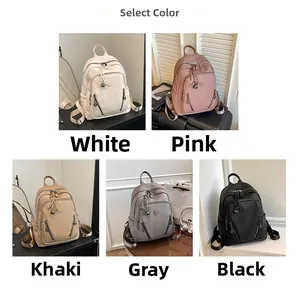 Detailed color selection showing five variants of the leather crossbody backpack