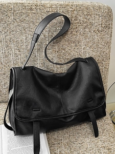 Vintage Women PU Leather Messenger Bag Large Capacity Flap Crossbody Shoulder Bag For Commuter Daily Work Retro Satchel