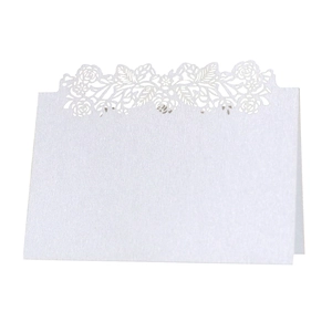 Laser Cut Rose Wedding Place Cards Pearlescent Paper Table Cards For Banquet Party Reception Event Decoration