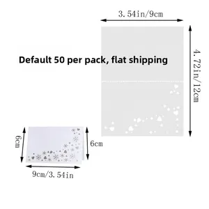 Flat and folded 9x6cm laser cut butterfly heart place cards showing 50pcs per pack
