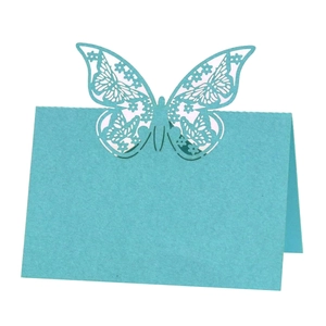 Lake blue hollowed laser cut butterfly place card for wedding party table seating decor