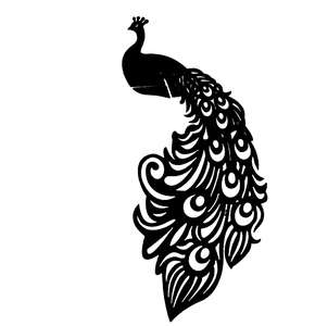 Detailed laser-cut peacock place card in black pearl paper for wedding party decoration