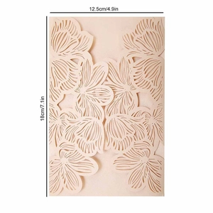 Laser cut hollow wedding invitation dimensions showing 12.5cm width and 18cm height