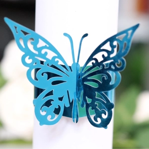 Elegant Hollow Butterfly Napkin Rings Laser Cut Artificial Pearl Paper Napkin Holders For Wedding Banquet Party Table Decoration
