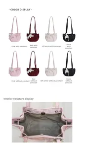 Detailed view of inner pockets and magnetic closure on the French pleated shoulder bag