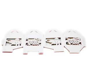Laser cut white paper gift box featuring elephant pattern and floral textures