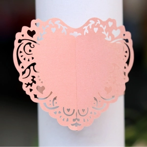 Hollow Laser Cut Heart Napkin Rings Pearlescent Paper Table Decor For Wedding Valentine's Day Party Banquet Napkin Rings