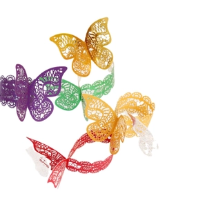 Servilleteros de mariposa cortados con láser en oro y colores para decoración boda