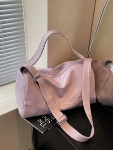 Pinkish purple large tote bag with Love 105°C embossing and wide adjustable strap