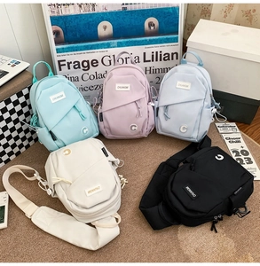 Detailed collection of colorful waterproof nylon chest bags for casual travel and school