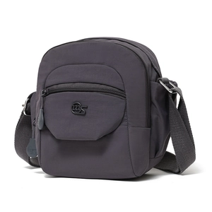 Détails du petit sac bandoulière en nylon gris foncé imperméable à plusieurs poches