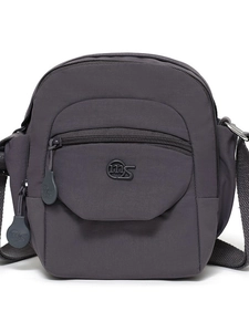 Sac bandoulière polyvalent en nylon gris foncé avec poches zippées et sangle réglable