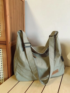 Waterproof sage green large capacity nylon crossbody messenger bag for daily use