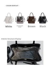 Top view of handbag interior showing magnetic clasp and four color options in leather
