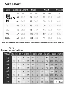 Size guide for women's yoga t-shirt showing measurements for S to 3XL with height recommendation