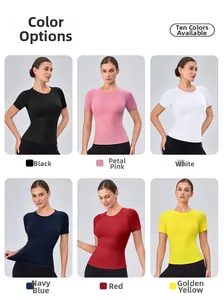 Short sleeve workout t-shirts for women in multiple colors with slim fit design