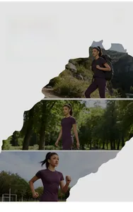 Vue verticale d'un t-shirt de yoga violet et d'un legging pour femme pour la randonnée