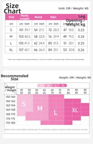 Detailed size chart for flare yoga pants including waist, hip, and length measurements