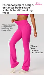 Detailed view of high-waist yoga flare pants showing tummy control and butt lifting effect