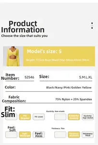 Guide des tailles et tissu du haut de yoga manches longues en 75% nylon et 25% spandex