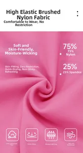 Detailed fabric texture of 75% Nylon and 25% Spandex brushed high elastic pink yoga pants
