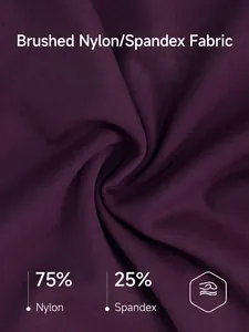 T-shirt de yoga brossé violet foncé en tissu de sport 75% nylon et 25% spandex