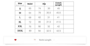 Size chart for men's compression sports shorts showing dimensions from S to XXXL