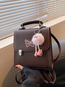 Sac à Dos Femme Style Coréen Broderie Papillon Mini Sac en Cuir PU pour Voyage et École Avec Pendentif Monstre