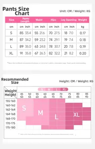 Detailed size guide for high waist yoga pants including length waist and hip measurements