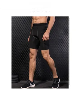 Front view of men's compression sports shorts featuring ergonomic seams and high elasticity