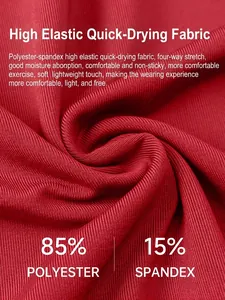 Tight yoga top in deep red ribbed quick-dry fabric with high stretch for fitness