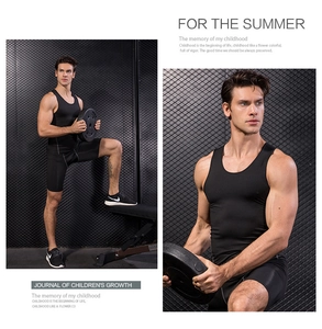 Detailansicht eines professionellen schwarzen Kompressions-Tanktops für Herren zum Sport