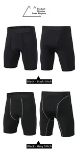 Detailed views of men's compression shorts showing black and grey stitching patterns