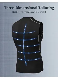Débardeur de compression pour homme avec coupe 3D et coutures grises au dos