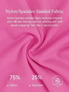 Magenta brushed sports bra fabric texture detail made of 75% Nylon and 25% Spandex