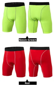 Detail of professional four-needle six-thread stitching on men's high-stretch compression shorts