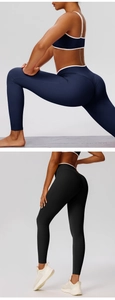 Detail view of high waist scrunch leggings with elastic compression for gym fitness