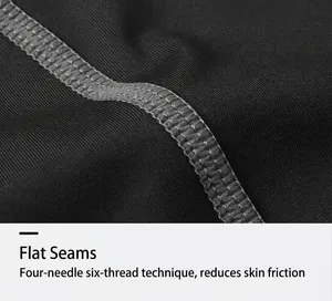 Détail des coutures plates à quatre aiguilles sur le gilet de compression noir pour homme