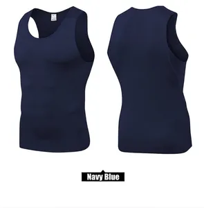 Dunkelblaue Herren Kompressionsweste mit ergonomischer Muskelunterstützung und Stretch-Stoff